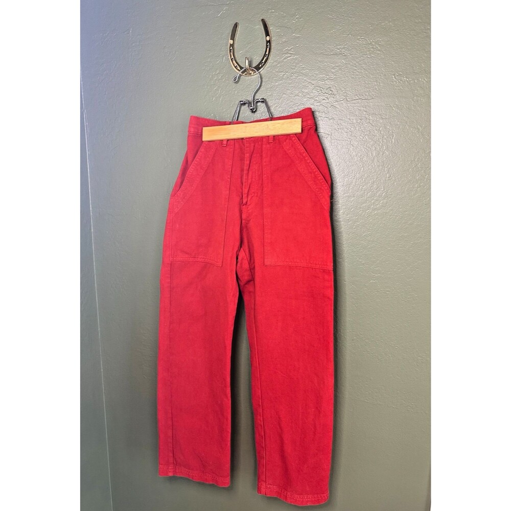 Big Bud Press Women’s Work Pants Straight Leg Streetwear XXS Petite Mustang Red